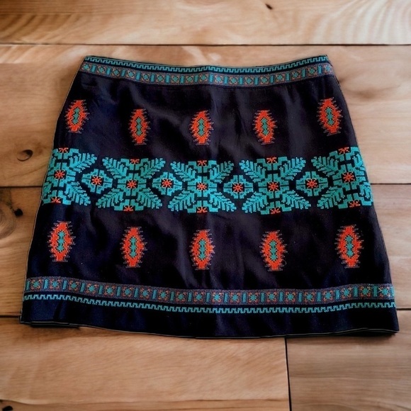 ALTAR’D State Embroidered Boho Black Mini Skirt Size Medium - Picture 1 of 8